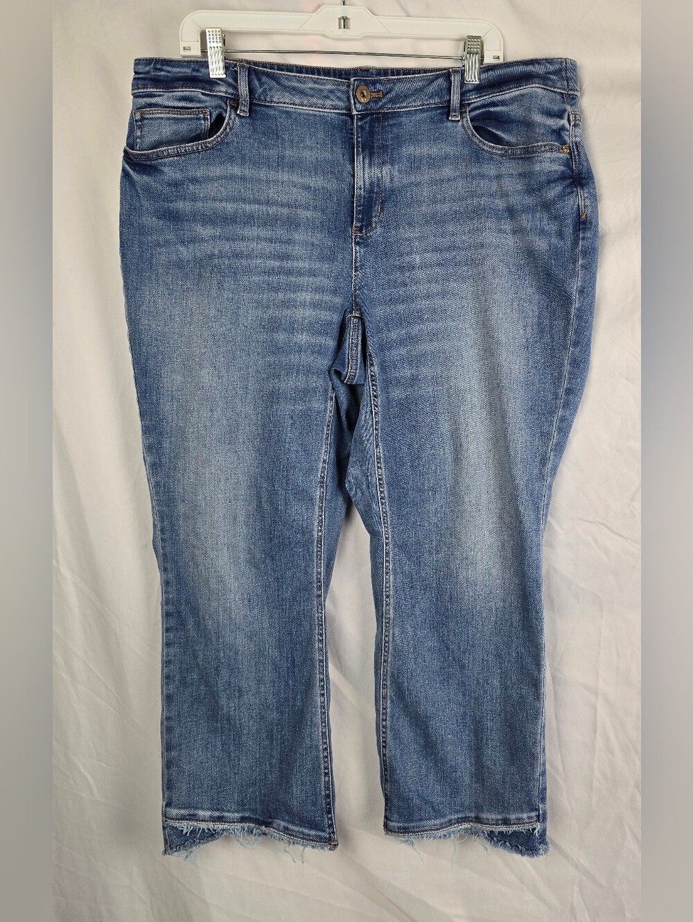J. Jill Demi Bootcut Light Washed Frayed Hem Blue Denim Ankle Jeans sz 20R